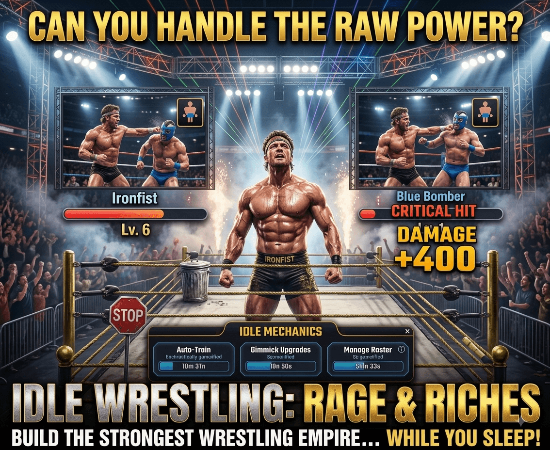 Idle Wrestling: Rage & Riches β build the strongest wrestling empire while you sleep